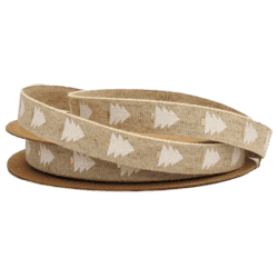 Hemp with Christmas Tree Print Ribbon15mm x 15m
