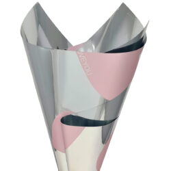 Silver Poly with Hearts - 50 x 70cm x 50 sheets / Light Pink Hearts