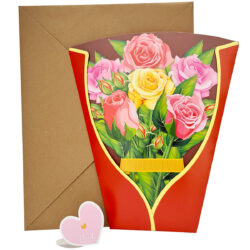 3D Popup Greeting Card / Mixed Roses