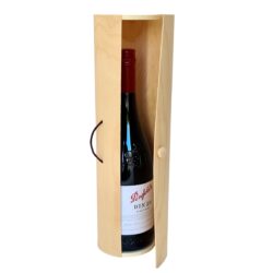 Cylinder Wood Wine Box with Elastic Loop - 9cmDiam x 35cmL / Natural -2