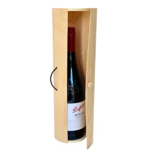 Cylinder Wood Wine Box with Elastic Loop - 9cmDiam x 35cmL / Natural -2