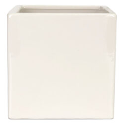 Cube Ceramic Vase 16x16x14cmH / Gloss White