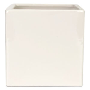 Cube Ceramic Vase 16x16x14cmH / Gloss White