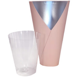 Lg Cono Cardboard Vase (Pk/5)- Top: 18cmD x 30cmH / Lt Pink -1