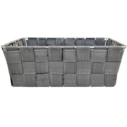 Square Kingston Woven Basket- 24 x 24 x 8.5cmH / Grey