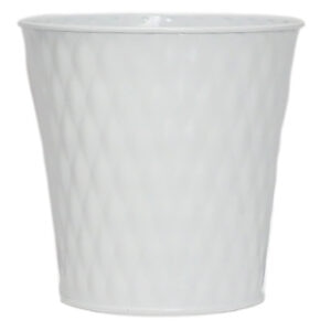 Round Metal Quilt Bucket - 15cmH / White -1