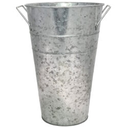 Medium Slim Flower Tin Bucket - Top 19.5cm x 30cmH / Rustic Natural Tin