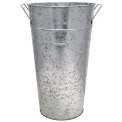 Large Slim Flower Tin Bucket - Top 22cmD x 37.5cmH / Rustic Natural Tin