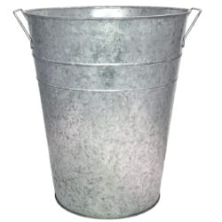 Large Flower Tin Bucket - Top 28.5cmD x 34.5cmH / Rustic Natural Tin