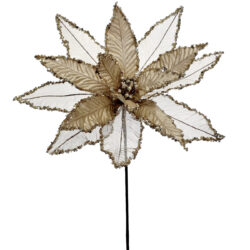 Noelle Poinsettia Stem - 60cmL / Champagne Gold