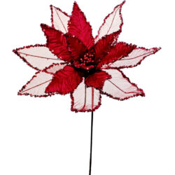 Noelle Poinsettia Stem - 60cmL / Red