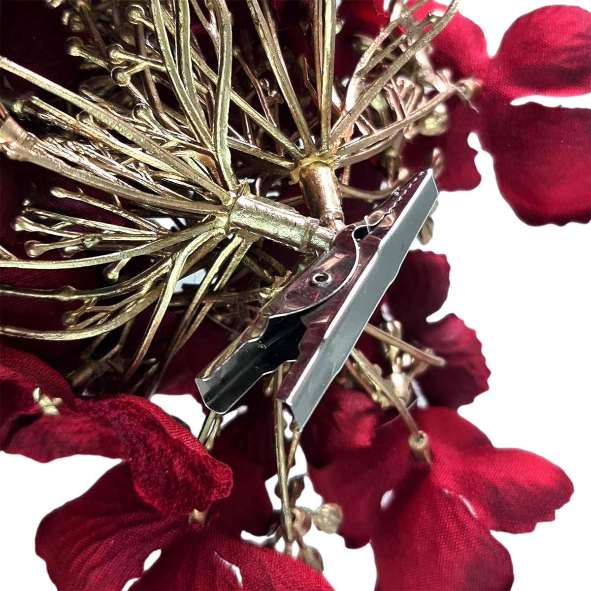 Hydrangea Clip Ornament / Dark Red - Image 3