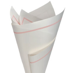 Premium Matte Poly Cello Wrap with Stripe Border - 65mic - 50x70cm x 100sheets / White/Lt Pink Stripe