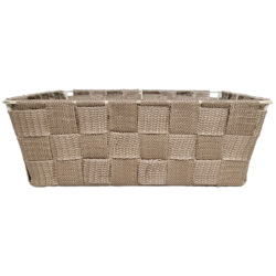 Square Kingston Woven Basket- 24 x 24 x 8.5cmH / Champagne