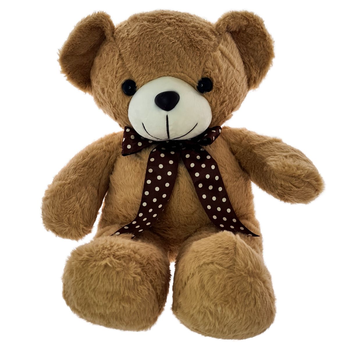 Morgan plush bear with ribbon light brown
