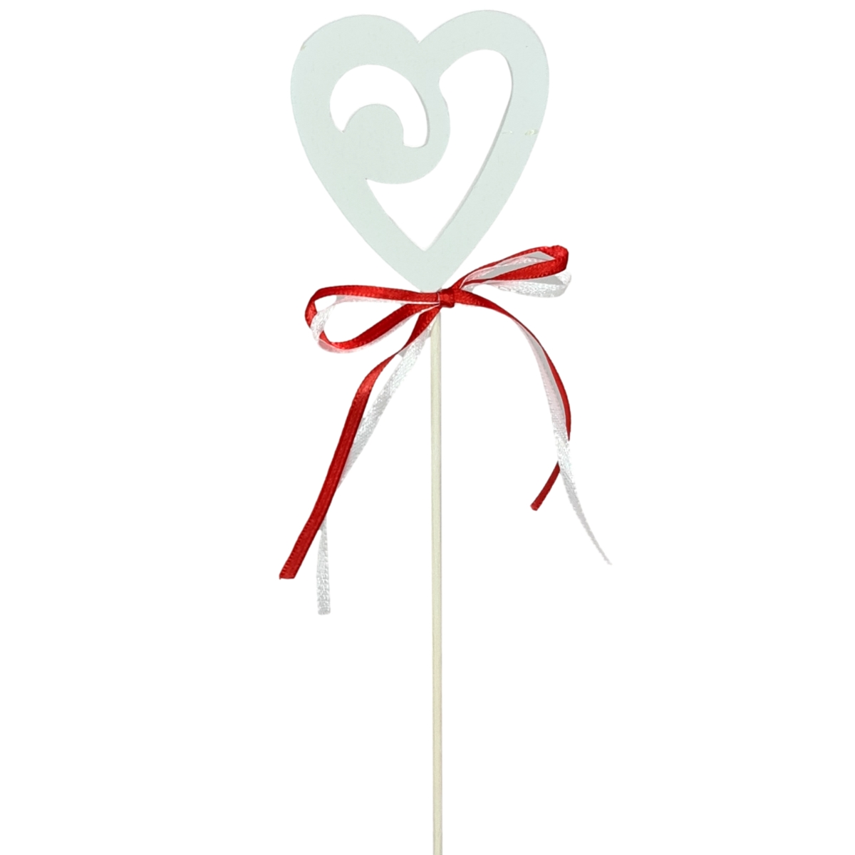 Wooden Heart Pick x 10pcs - 30cm / White