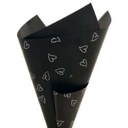 Mini Heart Premium Matte Cello Wrap - 65mic – 50cmx70cmx100 sheets / Black/White Hearts