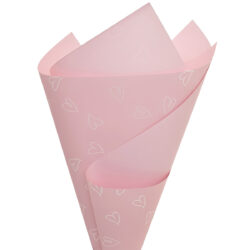 Mini Heart Premium Matte Cello Wrap - 65mic – 50cmx70cmx100 sheets / Lt Pink/White Hearts