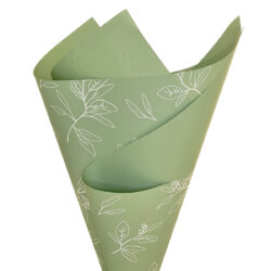 Gum Leaf Premium Matte Poly - 65mic – 50cmx70cmx100 sheets / Sage/White Leaves