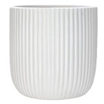 Ionic Satin Matte Med Ribbed Ceramic Pot – 13.5cmD x 13.5cmH / White