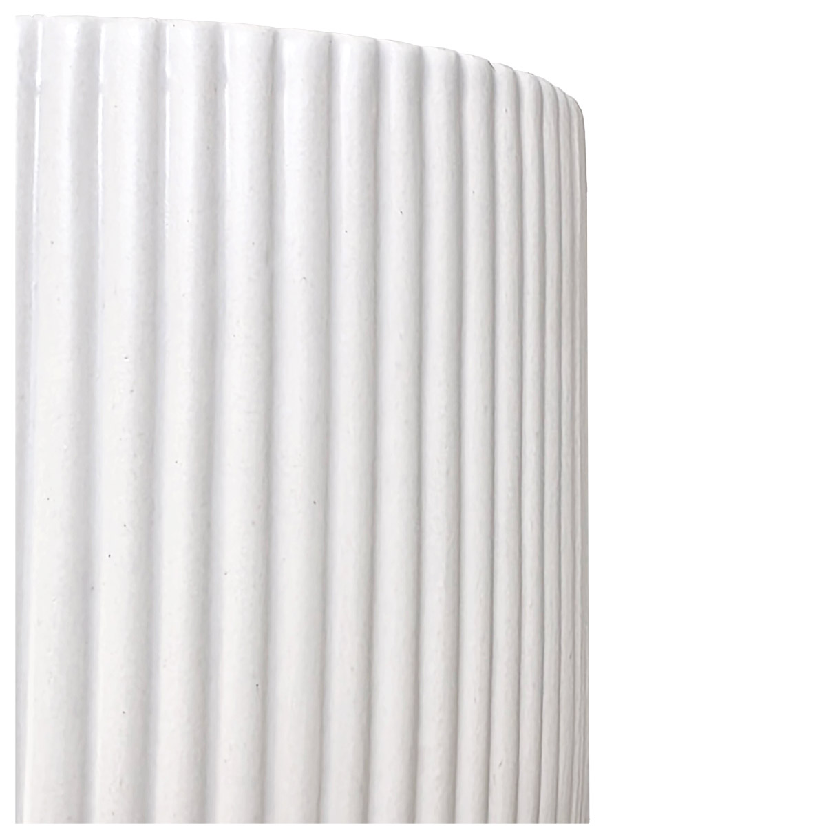 Ionic Satin Matte Med Ribbed Ceramic Pot - 13.5cmD x 13.5cmH / White - Image 2