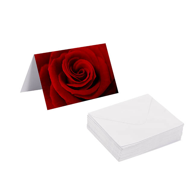 Red Rose Folded Card/Envelope x 25