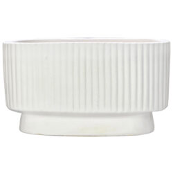 Rib Oblong Ceramic Vase - 18.5cm x 9.5cm x 10cmH /White