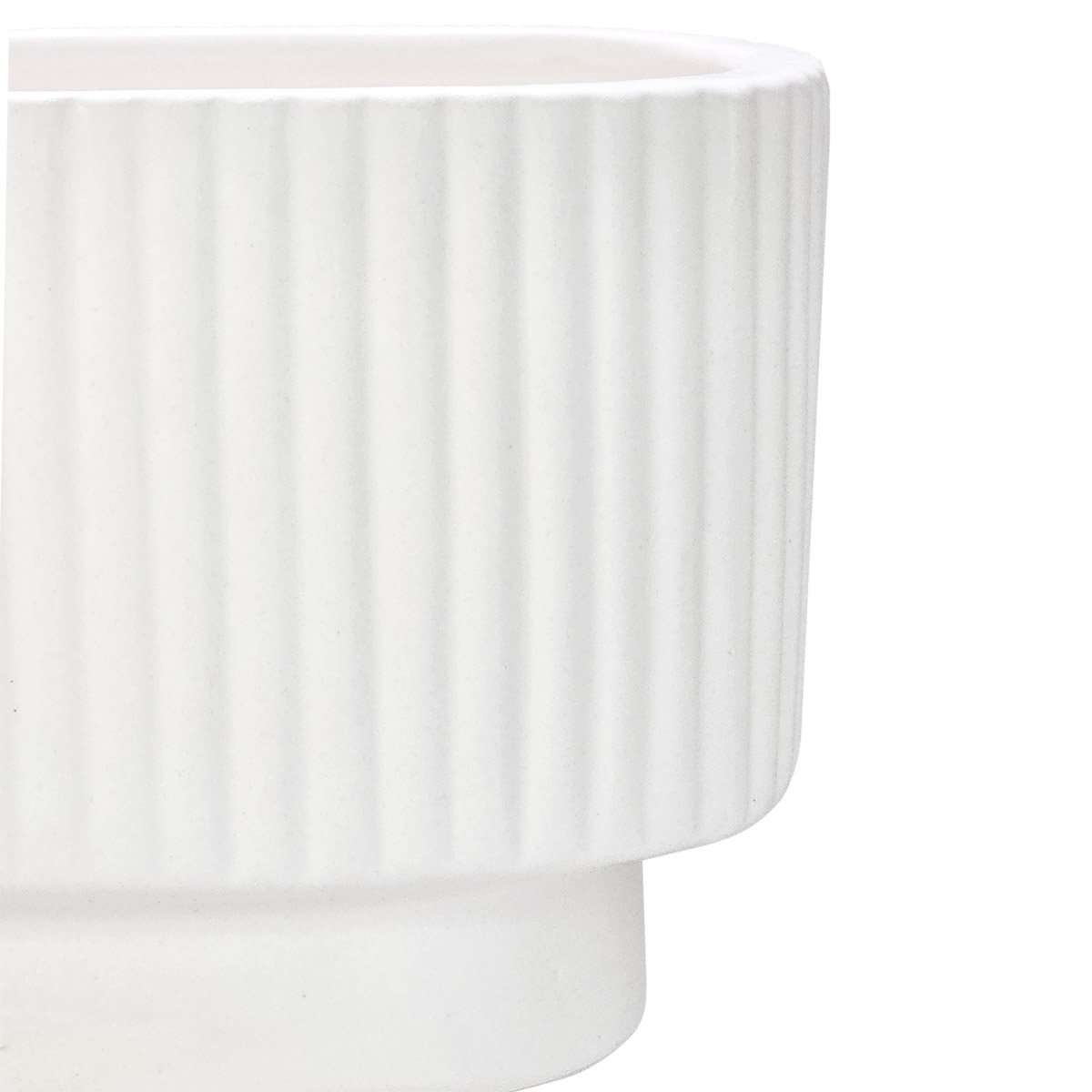 Rib Oblong Ceramic Vase - 18.5cm x 9.5cm x 10cmH /White - Image 2