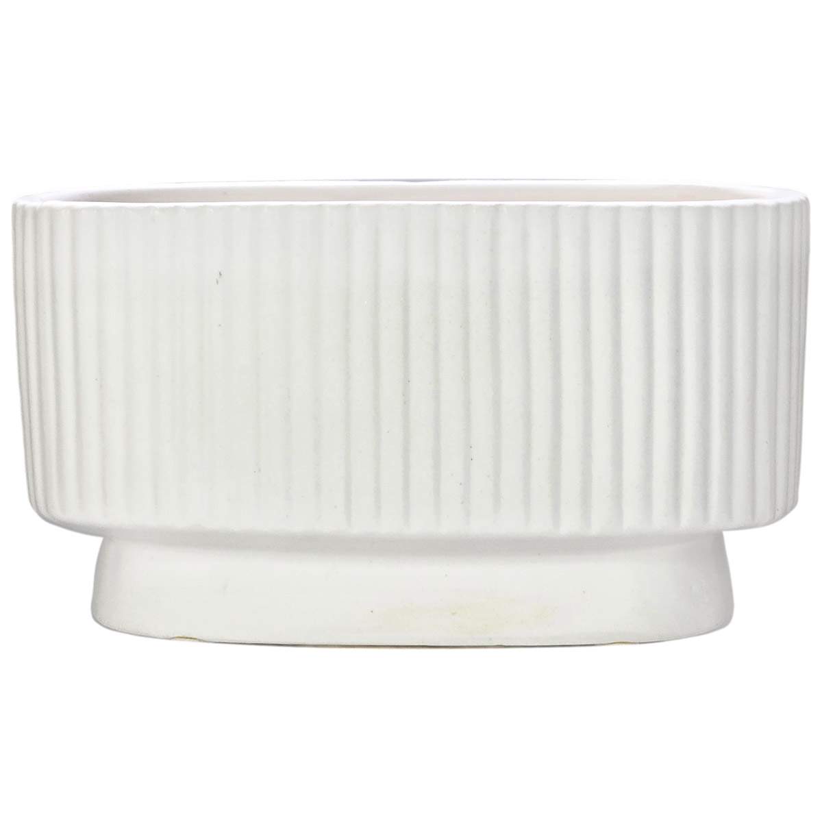 Rib Oblong Ceramic Vase - 18.5cm x 9.5cm x 10cmH /White