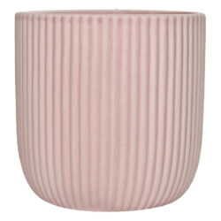 Ionic Rough Feel Med Ribbed Ceramic Pot - 13.5cmD x 13.5cmH/ Pink Fizz