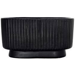 Rib Oblong Ceramic Vase - 18.5cm x 9.5cm x 10cmH /Black