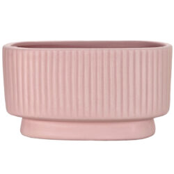 Rib Oblong Ceramic Vase - 18.5cm x 9.5cm x 10cmH / Pink