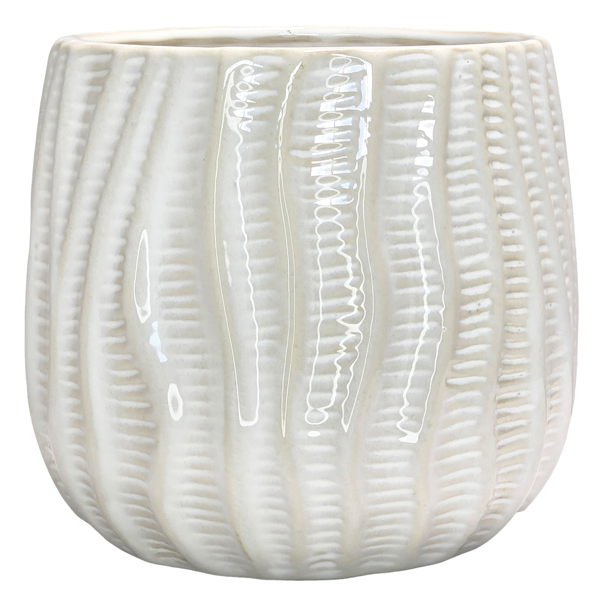 Onde Wave Ceramic Pot 13.5cmH / White
