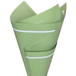 Premium Matte Poly Cello Wrap with Stripe Border - 65mic - 50x70cm x100sheets / Sage/White Stripe