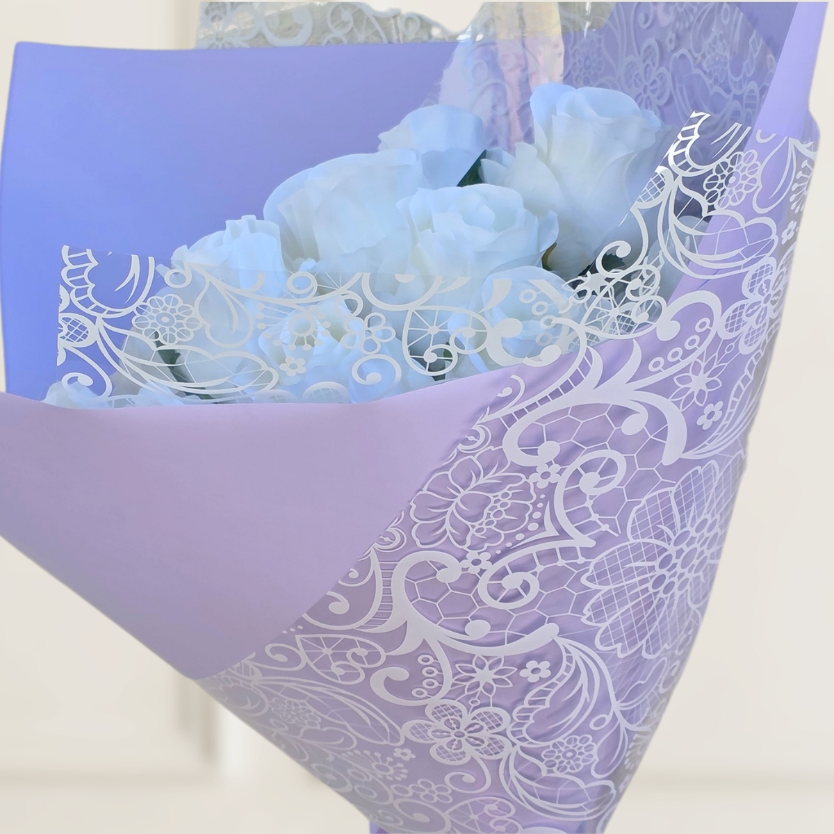 Modern Lace Cello Wrap - Clear/White print - Image 2