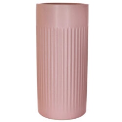 Seville Ribbed Ceramic Vase 10cmD x 23cmH/Pink