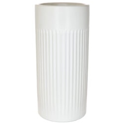 Seville Ribbed Ceramic Vase 10cmD x 23cmH / White
