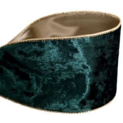 Deluxe Velvet Ribbon - 9cm x 9m / Green/Gold