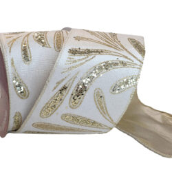 Carnivale Velvet Ribbon - 9cmW x 9m / White/Gold