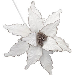 Christina Velvet Poinsettia - 60cm /White