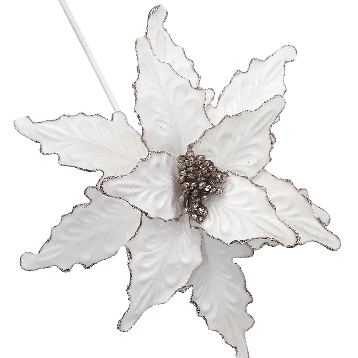 Christina Velvet Poinsettia - 60cm /White