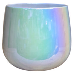 Iridescent Ceramic Vase - 13cm x 13cm / White