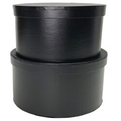 S/2 Cardboard Squat Cylinder Box - Lg: 22.5cmD x 13.5cmH, Sm: 18.5cmD x 11cmH / Black