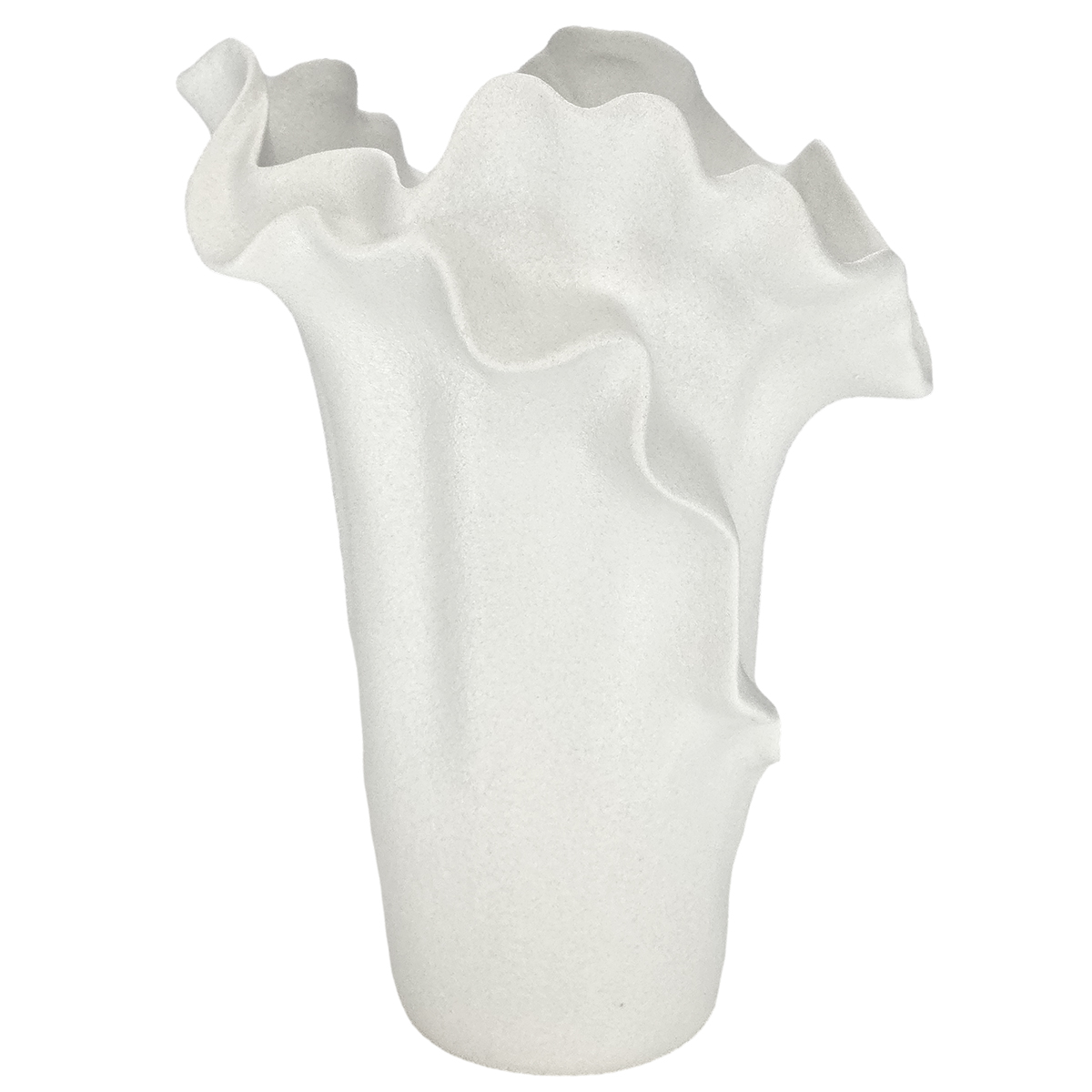 Frill Ceramic Vase - 25cmH / White