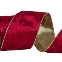 Deluxe Velvet Ribbon - 9cmW x 9m / Red/Gold