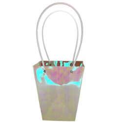 Large V Laminated Cardboard Flower Bag – 17cm x 12cm x 20cmH / Iridescent
