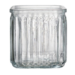 Ribbed Cube Glass Vase - 12 x 12cmH