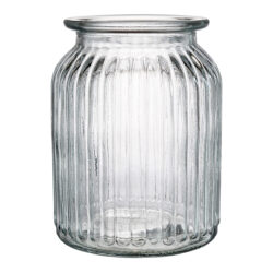 Medium Ribbed Glass Vase- 14.5cmH