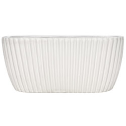Arpino Oval Ribbed Vase - 10cmH /White