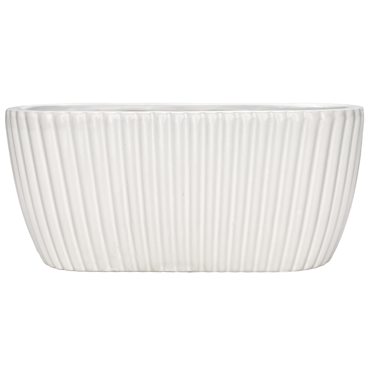 Arpino Oval Ribbed Vase - 10cmH /White